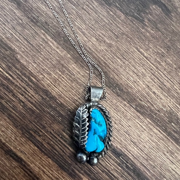 Jewelry - Silver and Turquoise Pendant Necklace